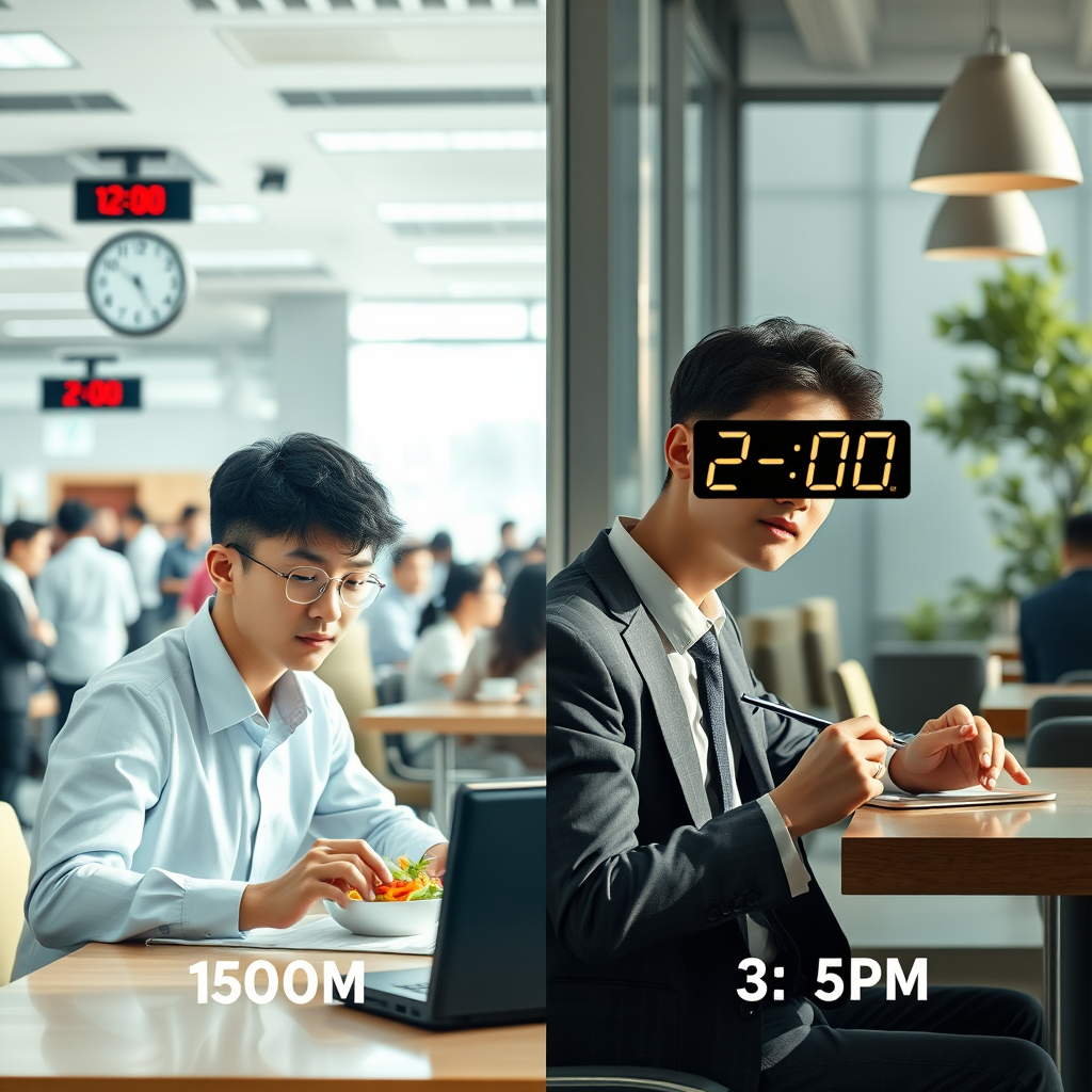 정오 점심 vs 늦은 점심(오후 2시): 근무시간 체감 비교
